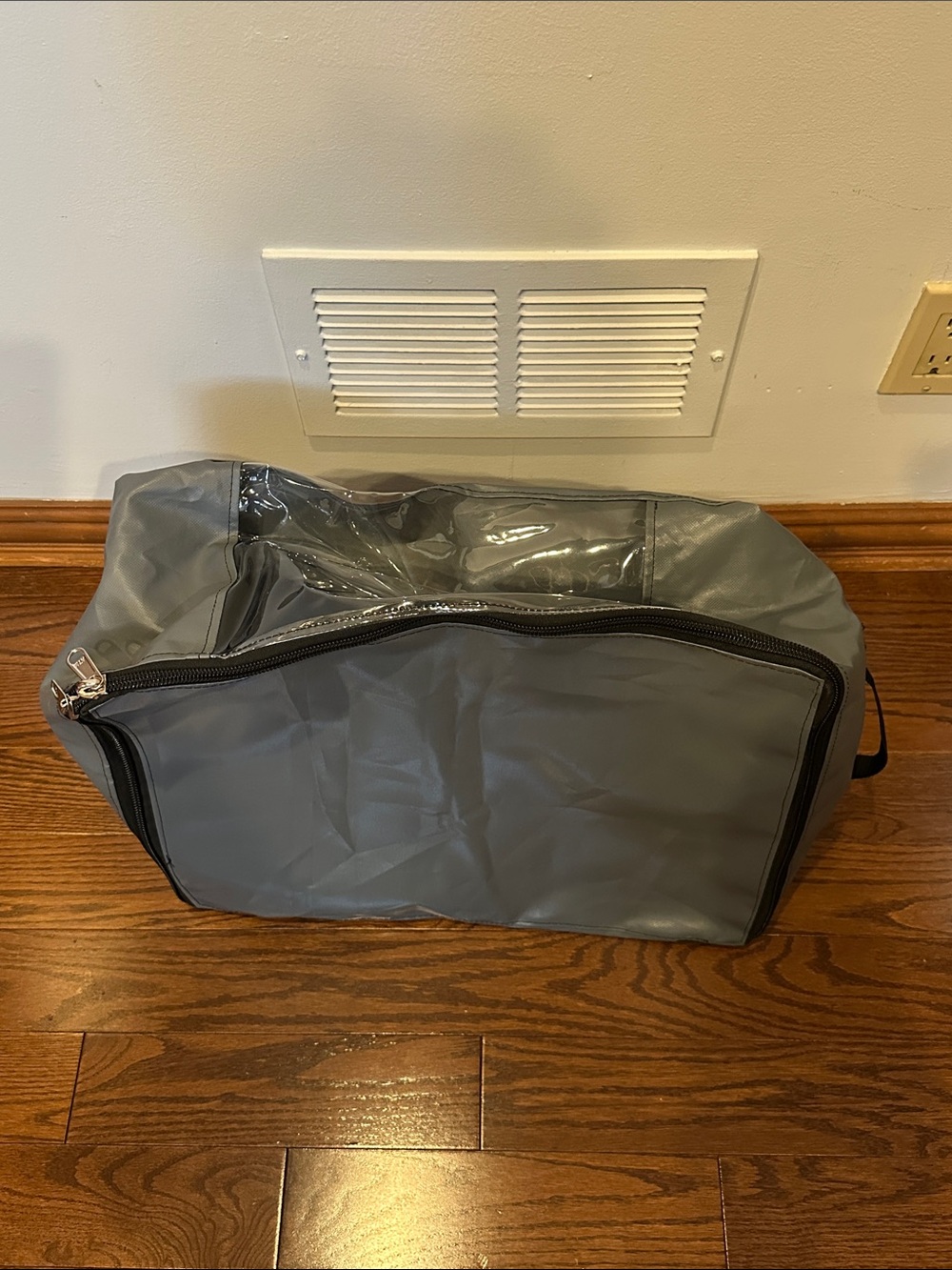 Gray Travel Duffle Bag with Clear Top